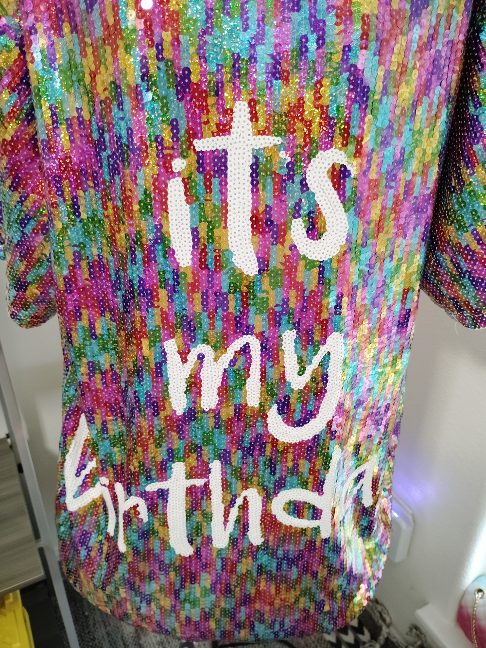Main Strip White Top with Multicolor Sequins